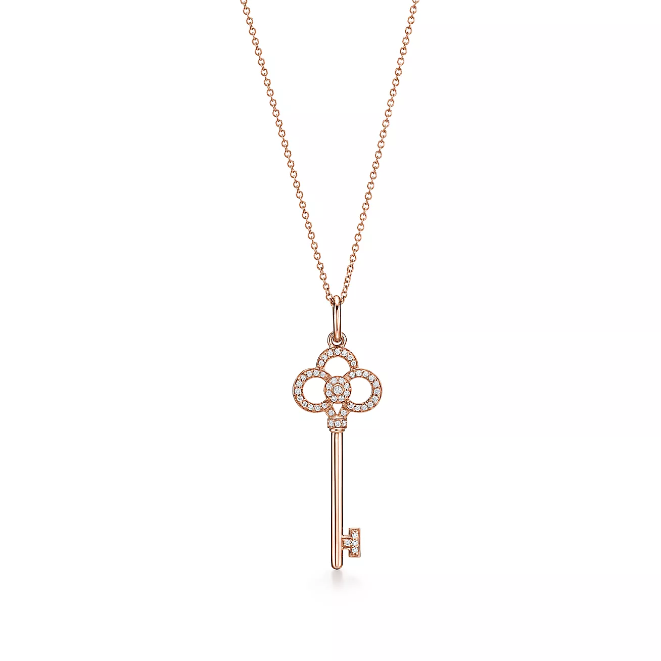 crown key pendant 18k rose gold with diamonds--GaiYalun