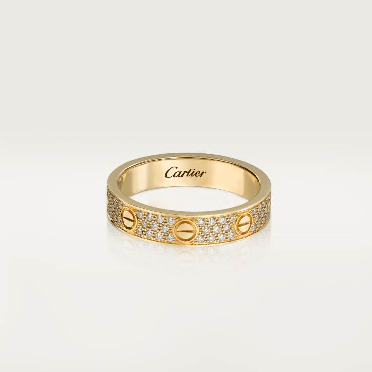 LOVE wedding rings, paved with diamonds, 18K yellow gold--GaiYalun
