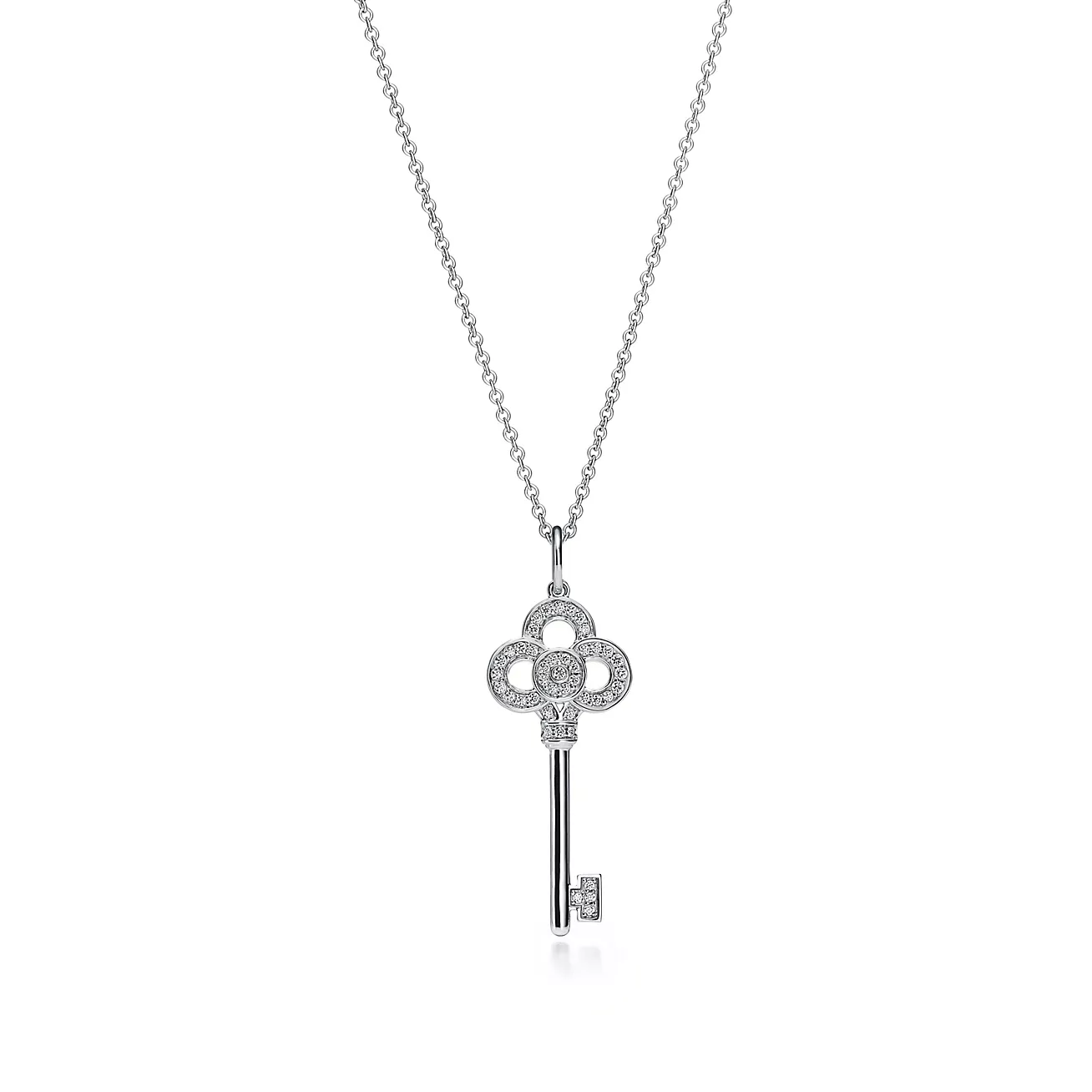 Mini Crown Key Pendant 18K White Gold with Diamonds--GaiYalun