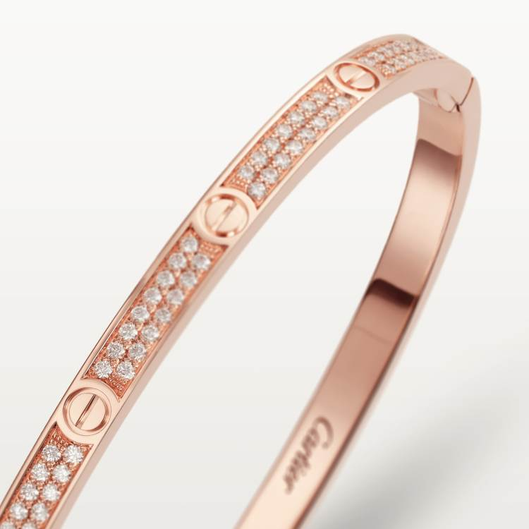 LOVE bracelet, small model, paved with diamonds 18K rose gold--GaiYalun