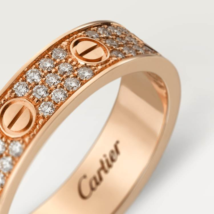 LOVE wedding ring set with diamonds in 18K rose gold--GaiYalun