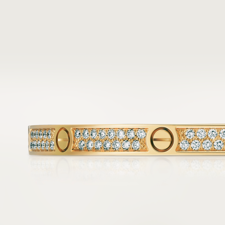 LOVE bracelet, small model, paved with diamonds, 18K yellow gold--GaiYalun