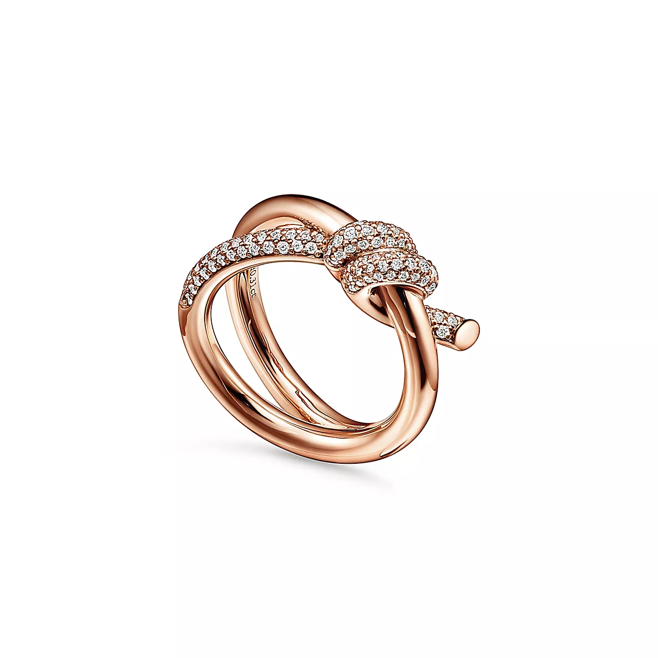Tiffany Knotdouble row ring 18K Rose Gold with Diamonds--GaiYalun