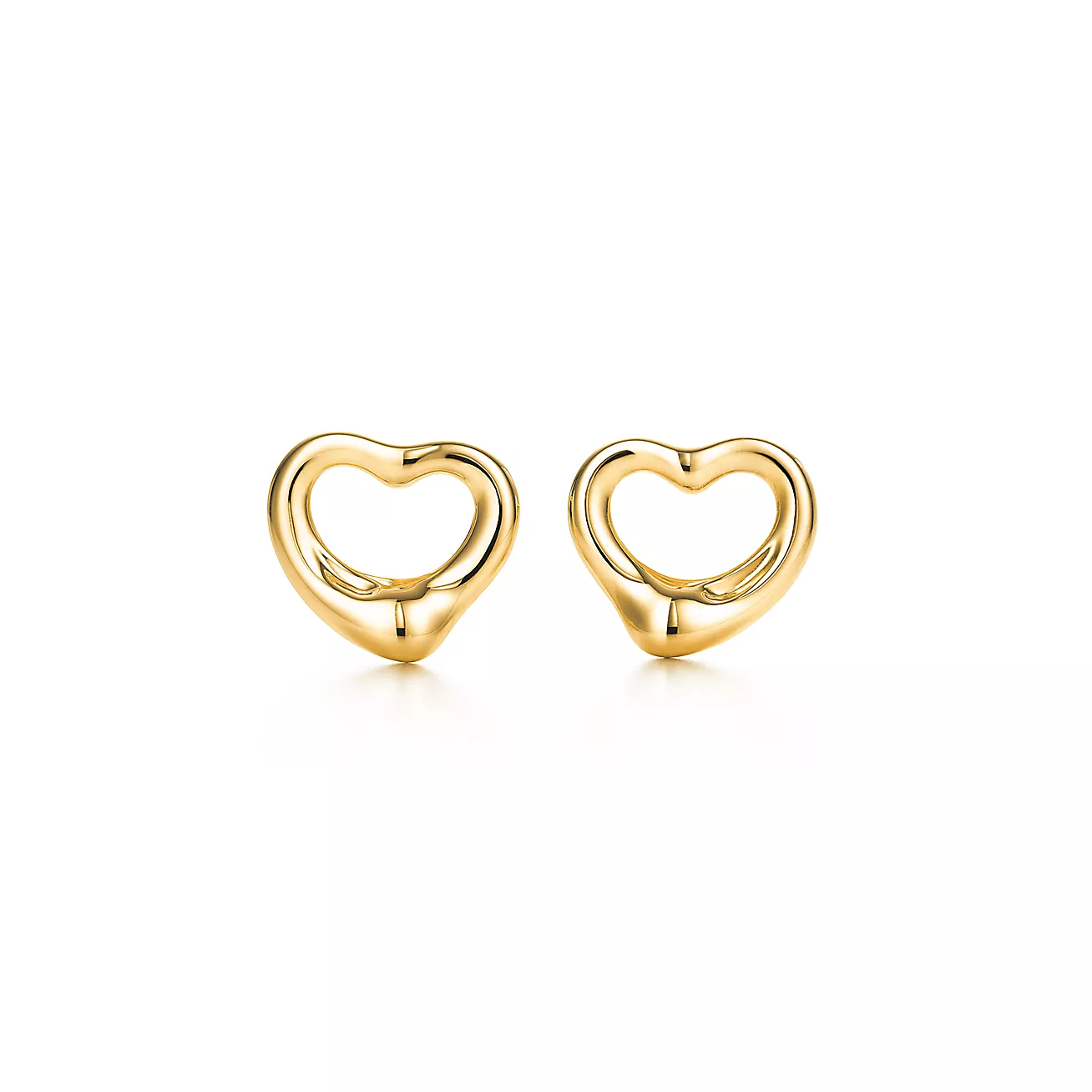 Open Heart Stud Earrings 18K gold--GaiYalun