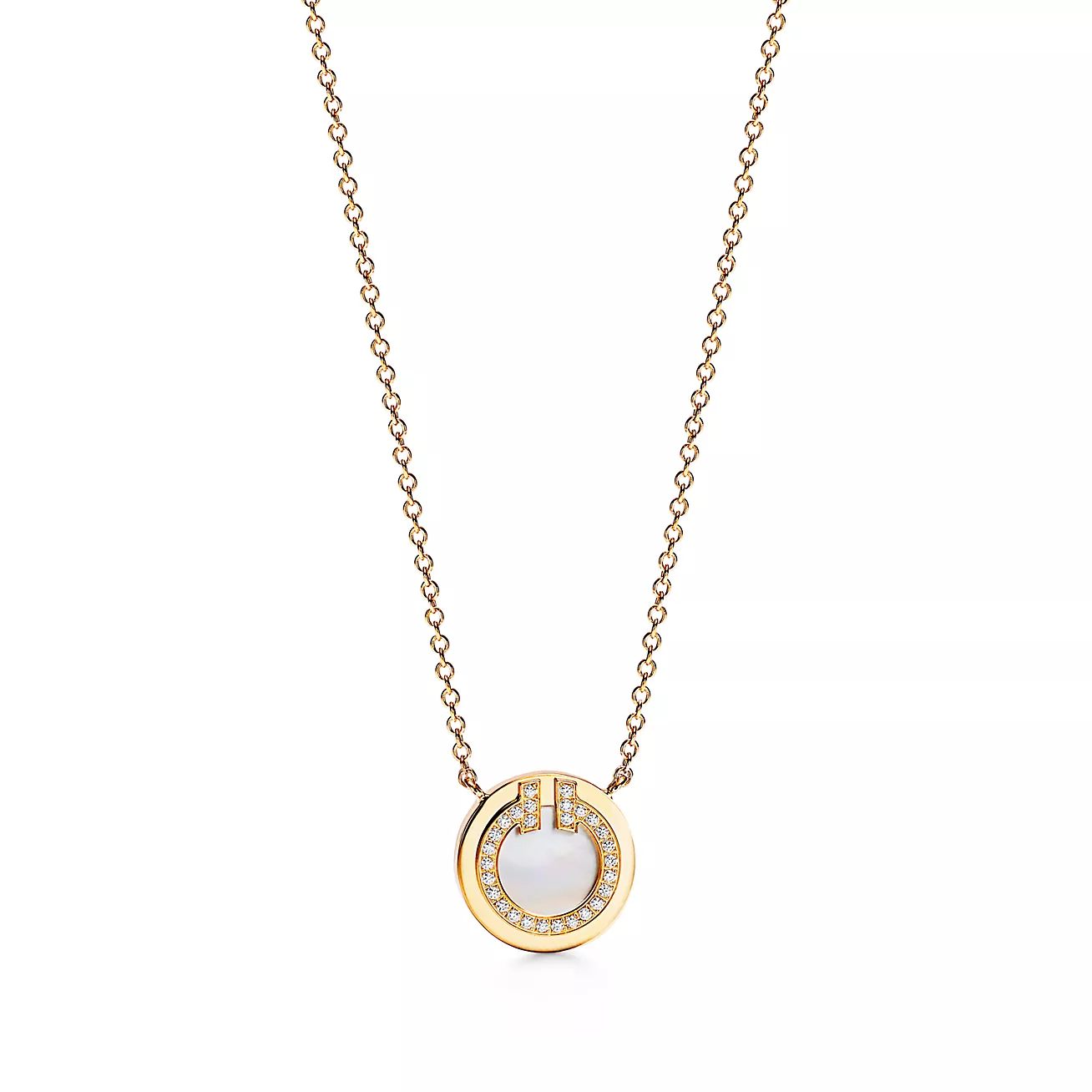 Diamond and Mother-of-Pearl Hoop Necklace 18K gold--GaiYalun