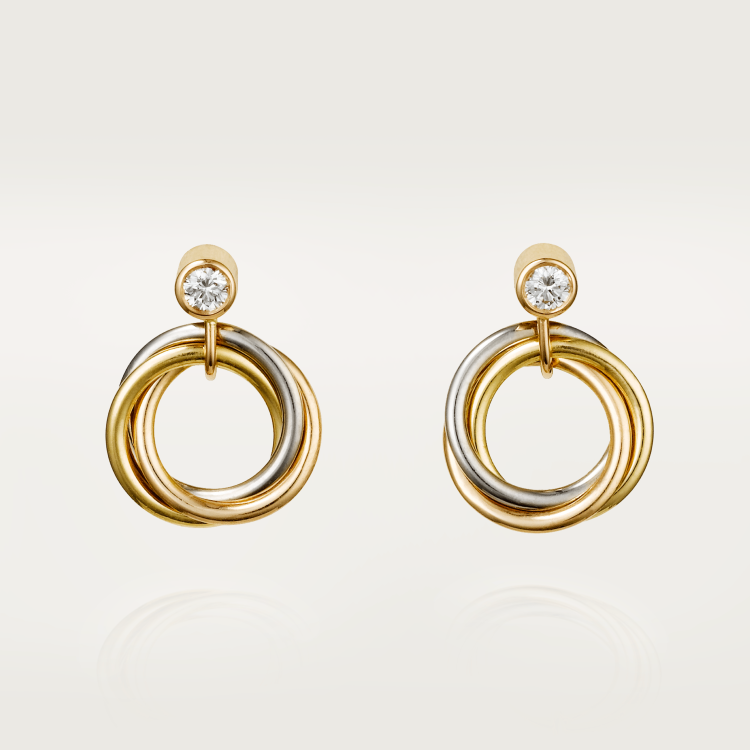 TRINITY earrings 18K white gold, 18K yellow gold, 18K rose gold--GaiYalun
