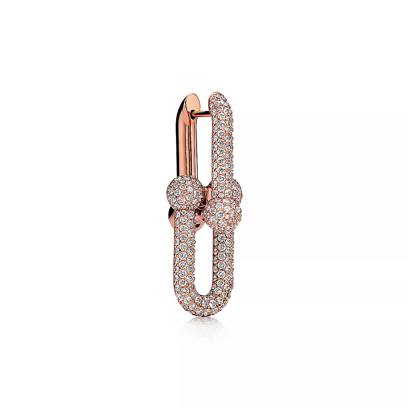 chain link earrings 18K Rose Gold Paved with Diamonds--GaiYalun