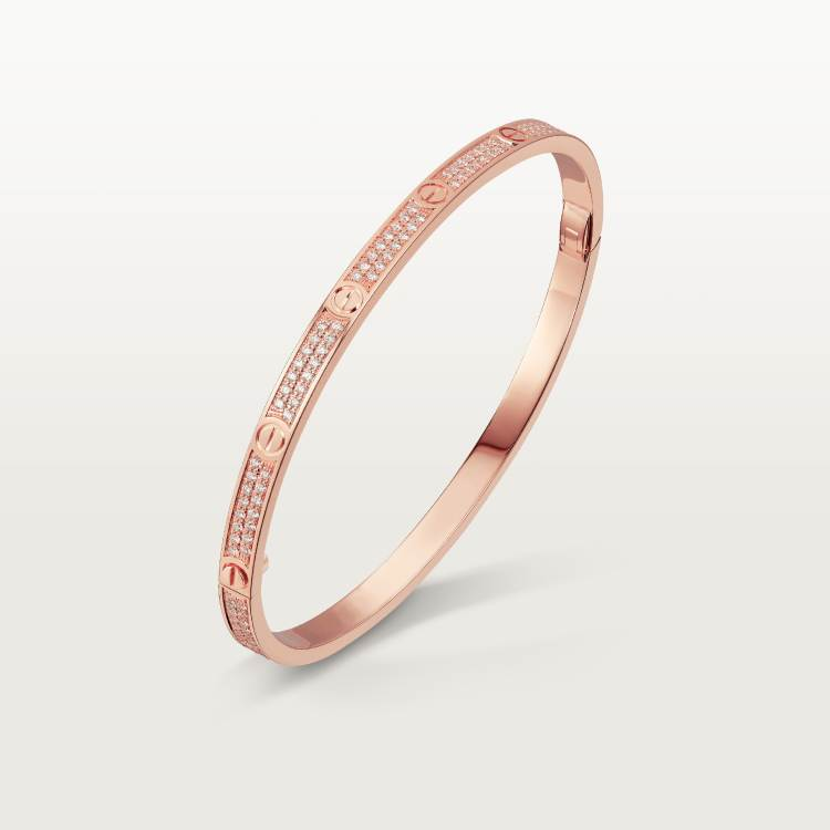 LOVE bracelet, small model, paved with diamonds 18K rose gold--GaiYalun