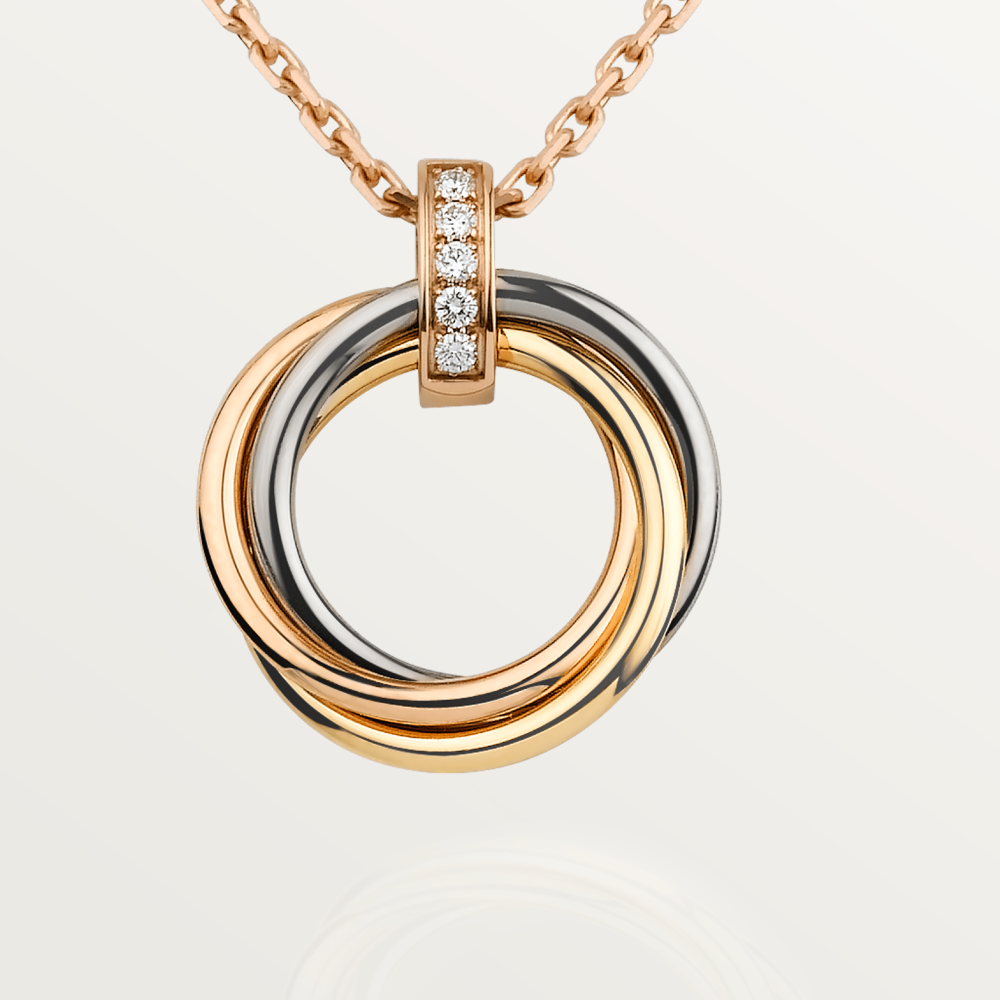 TRINITY necklace 18K white gold, 18K yellow gold, 18K rose gold--GaiYalun