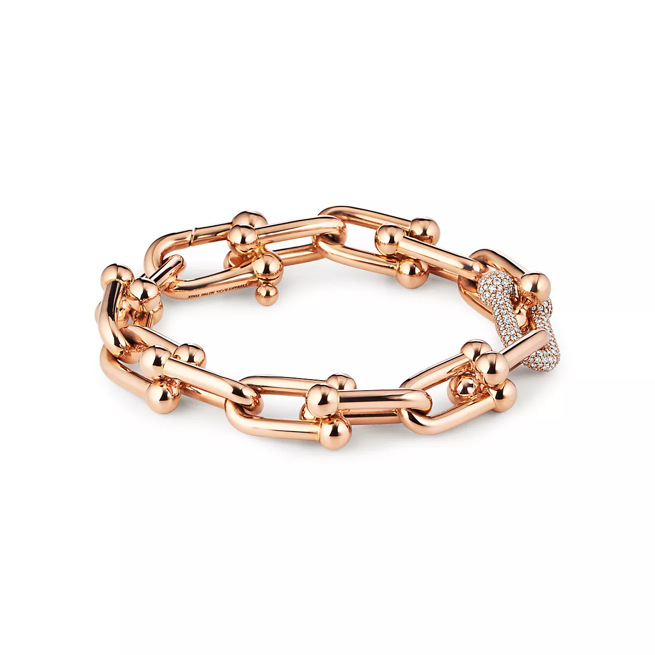 Large Link Bracelet 18K Rose Gold with Diamonds--GaiYalun