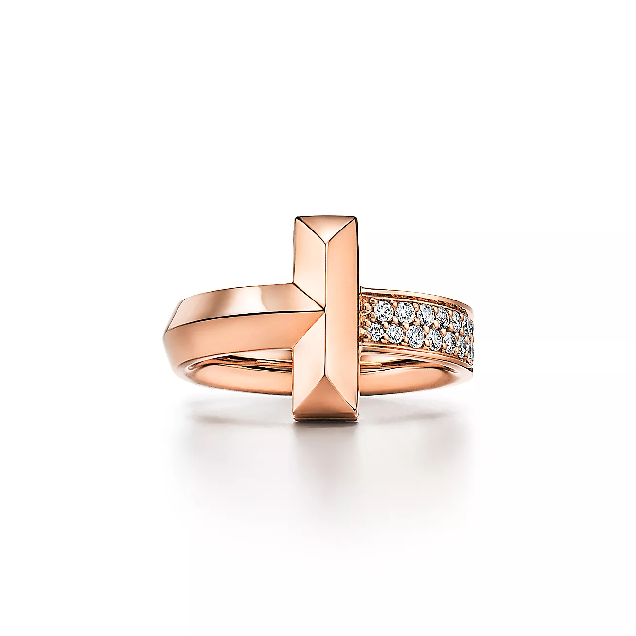 Tiffany T1 ring 18k rose gold with diamonds--GaiYalun