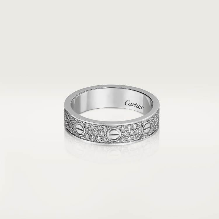 LOVE wedding rings, paved with diamonds, 18K white gold--GaiYalun