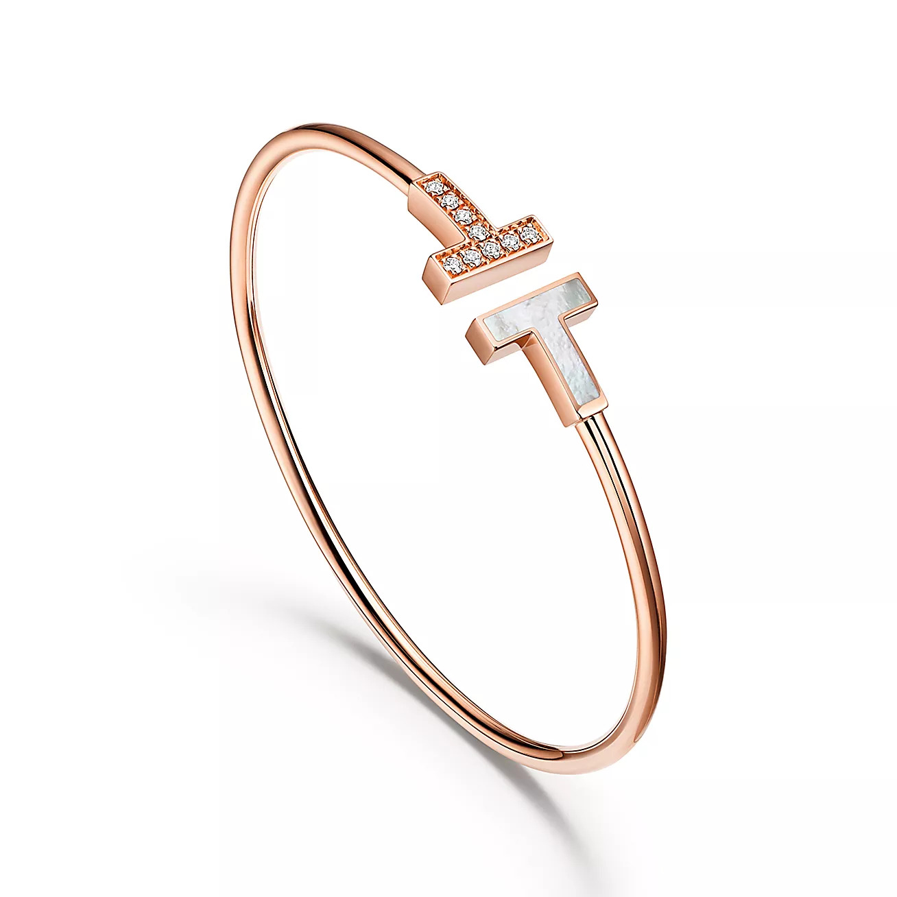 Tiffany T 18-karat rose gold with diamonds and mother-of-pearl--GaiYalun