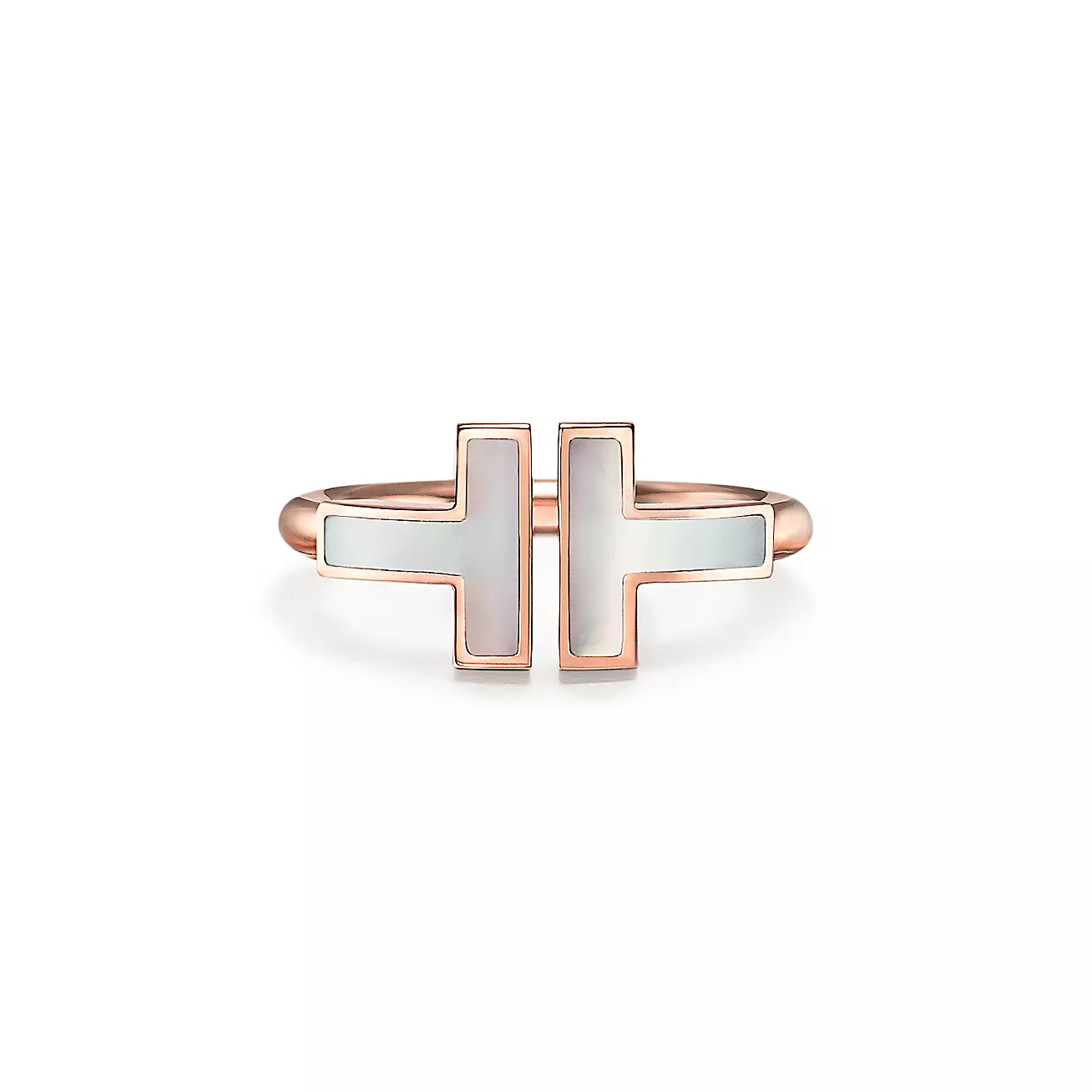 Tiffany T coil ring 18k rose gold with mother-of-pearl--GaiYalun