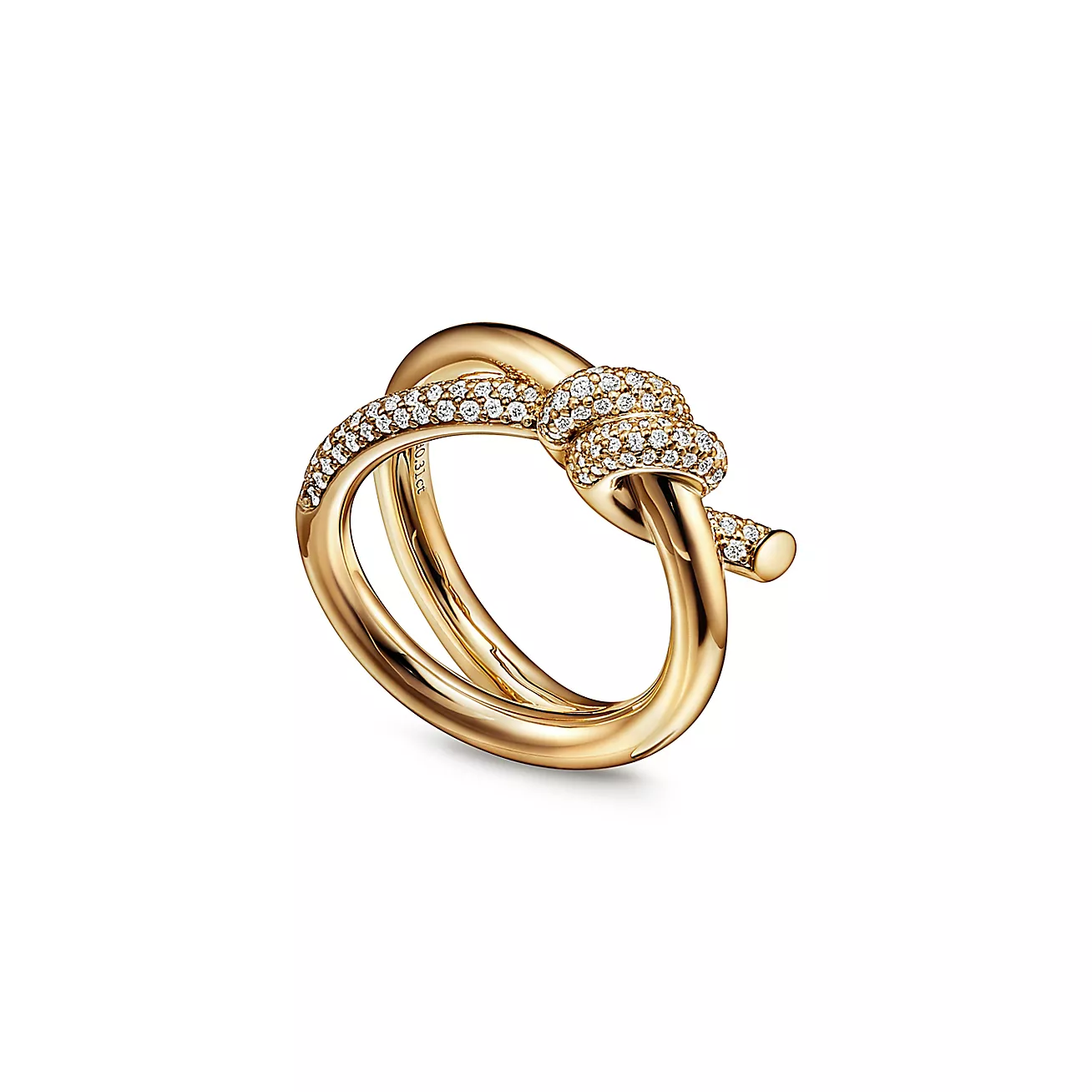 Tiffany Knot double row ring 18K Yellow Gold with Diamonds--GaiYalun
