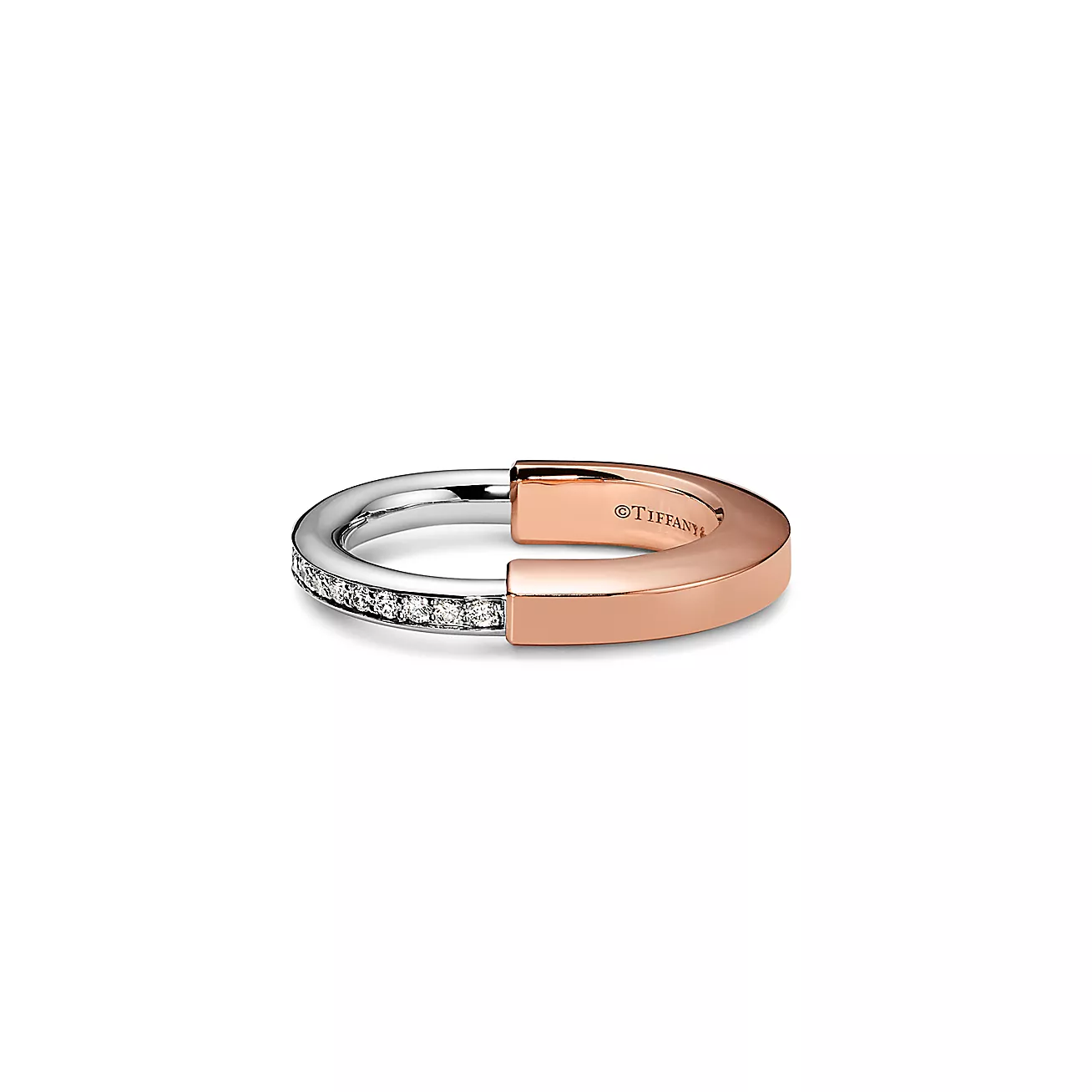 Tiffany Lock ring 18K Rose Gold and 18K White Gold With Diamonds--GaiYalun
