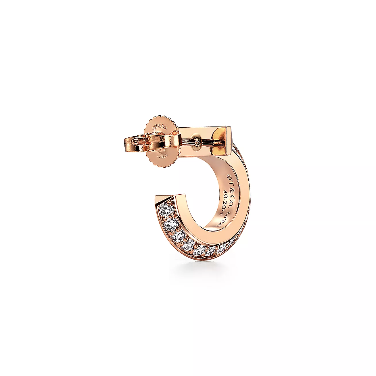T1 Hoop Earrings 18K Rose Gold with Diamonds--GaiYalun