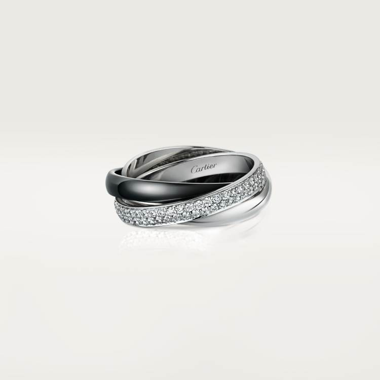 TRINITY ring in ceramic, small model 18K white gold, ceramic--GaiYalun