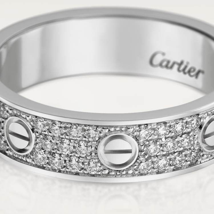 LOVE wedding rings, paved with diamonds, 18K white gold--GaiYalun