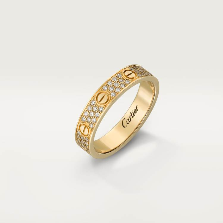 LOVE wedding rings, paved with diamonds, 18K yellow gold--GaiYalun
