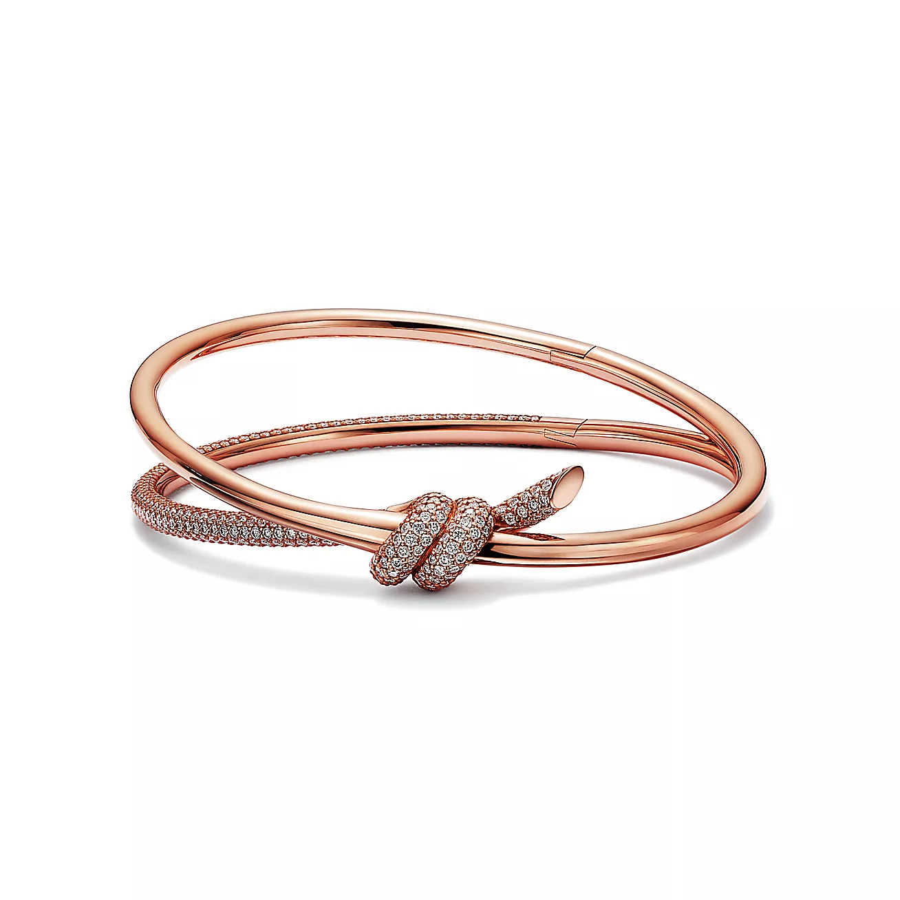 Double Row Hinged Bracelet 18K Rose Gold with Diamonds--GaiYalun