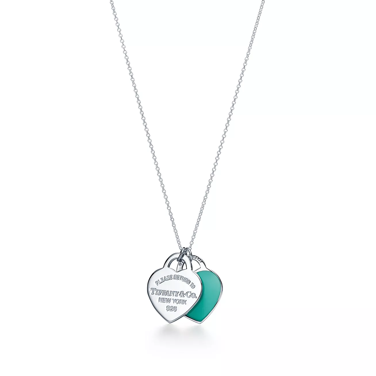 Tiffany Blue® Double Heart Tag Necklace--GaiYalun