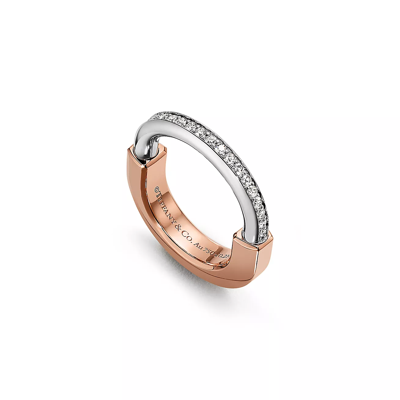 Tiffany Lock ring 18K Rose Gold and 18K White Gold With Diamonds--GaiYalun