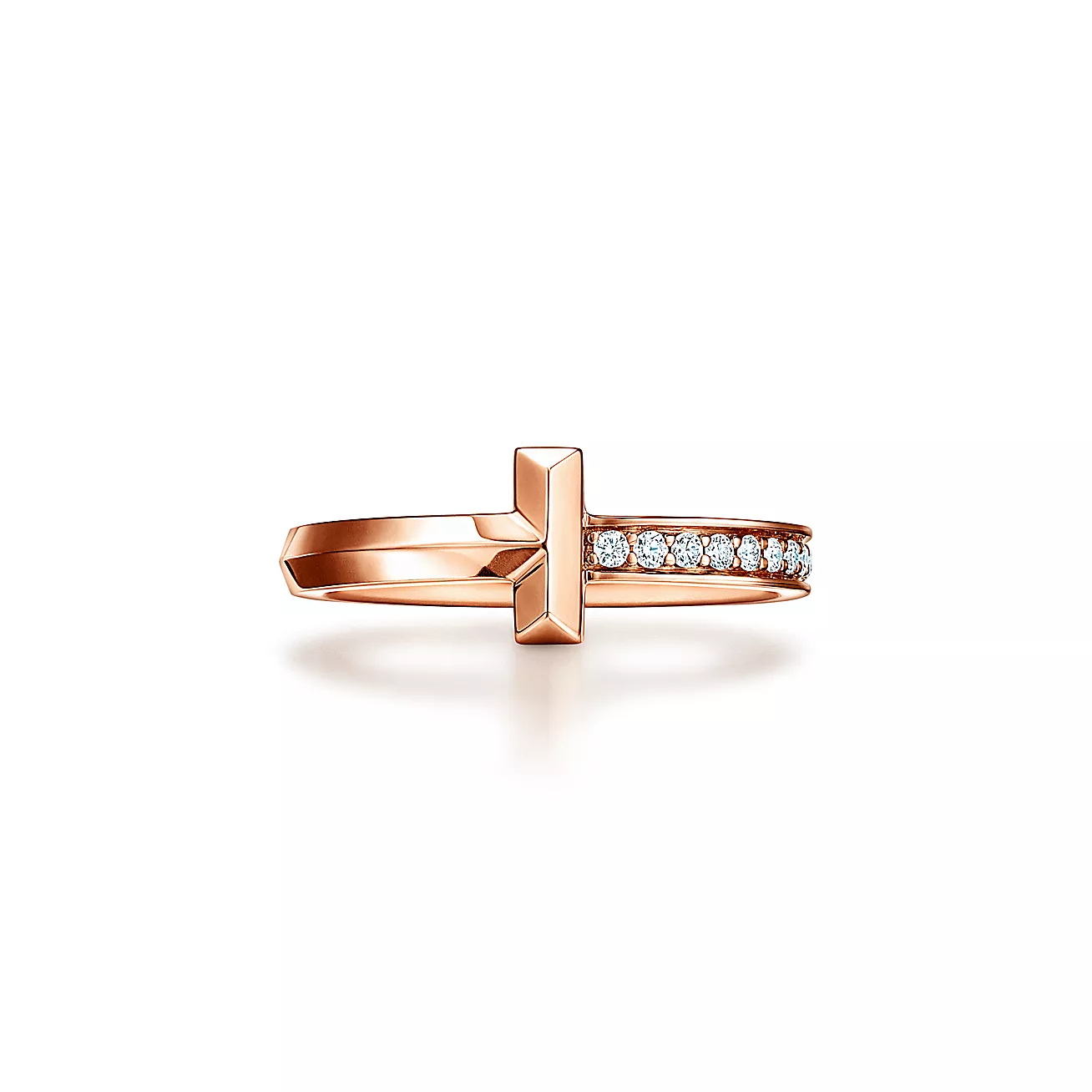 Tiffany T1 ring 18K rose gold with diamonds, 2.5mm--GaiYalun
