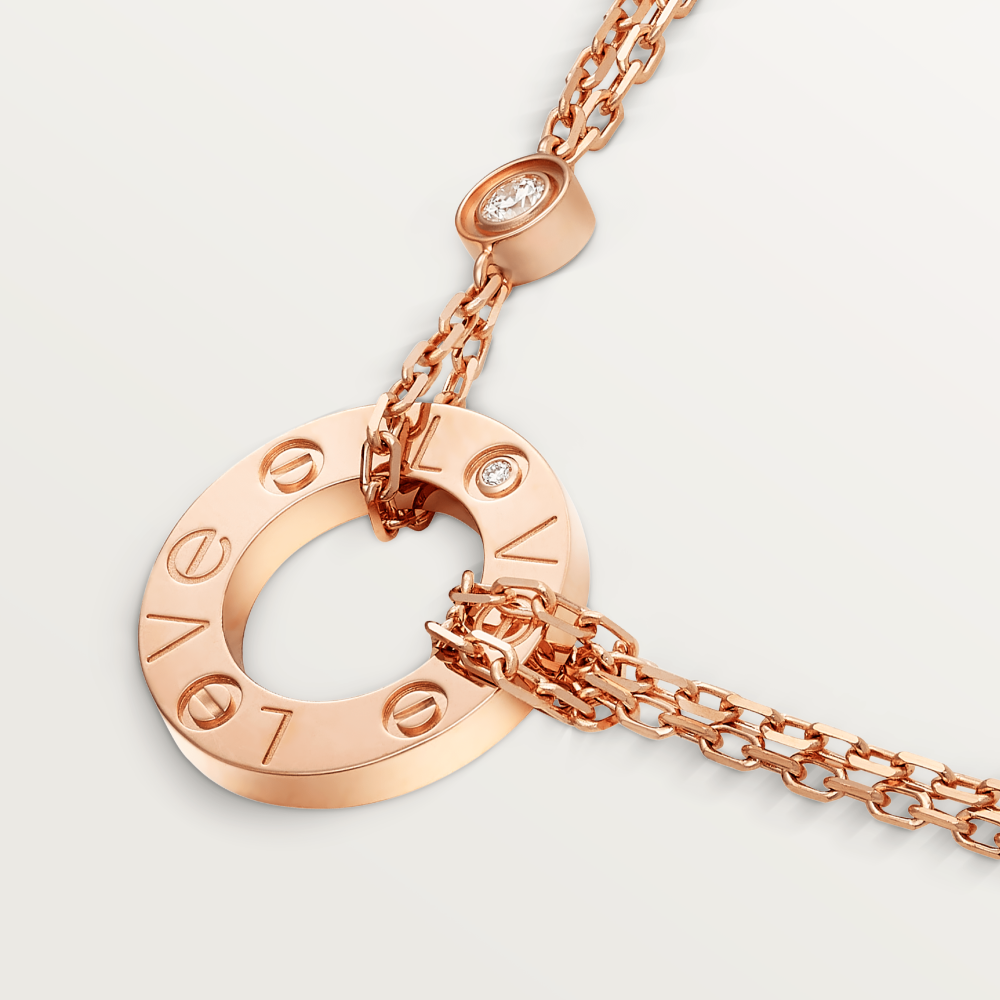LOVE necklace set with 2 diamonds 18K rose gold--GaiYalun
