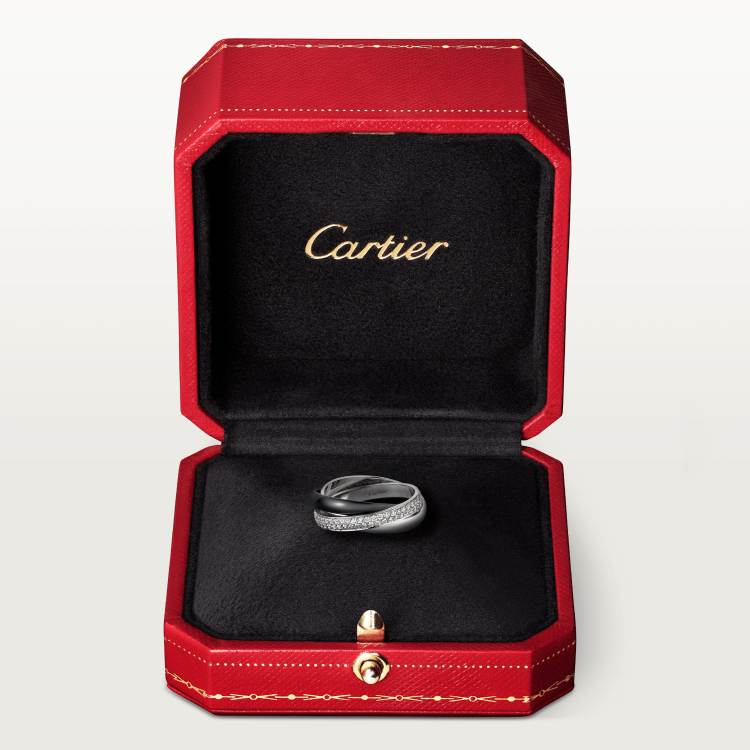 TRINITY ring in ceramic, small model 18K white gold, ceramic--GaiYalun