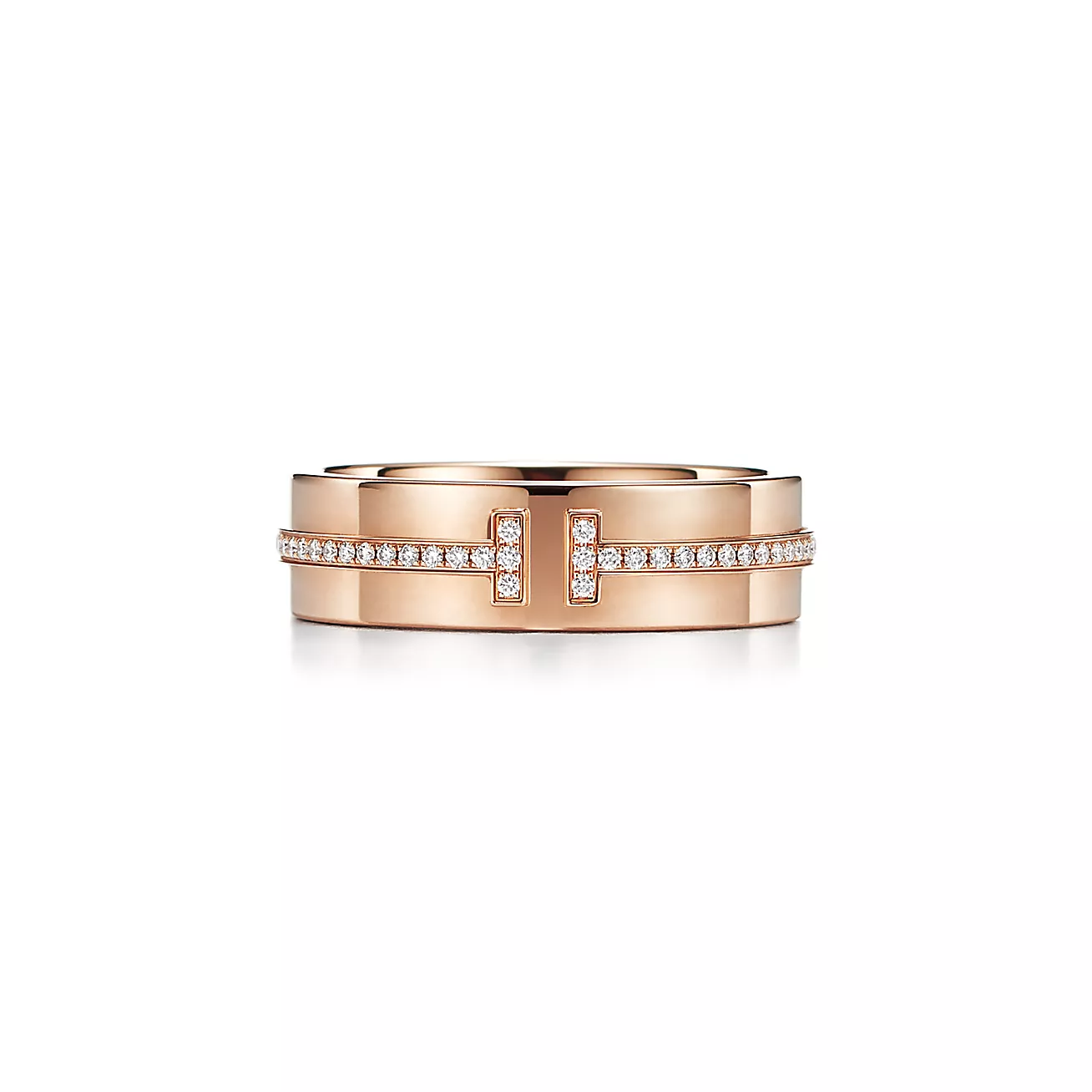Tiffany T diamond wide ring 18K rose gold--GaiYalun