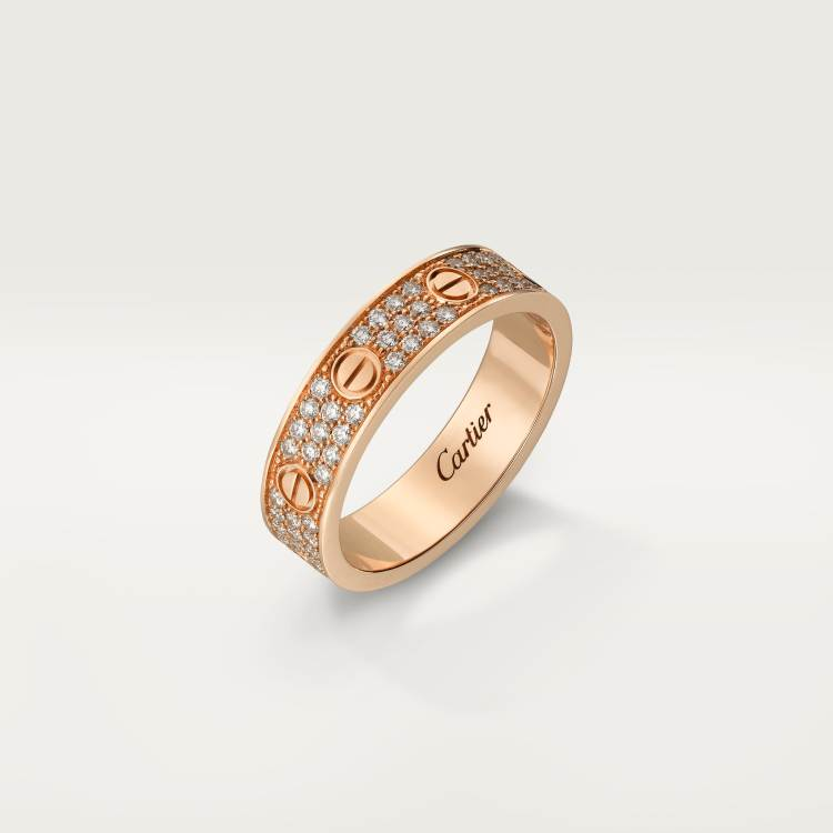 LOVE wedding ring set with diamonds in 18K rose gold--GaiYalun