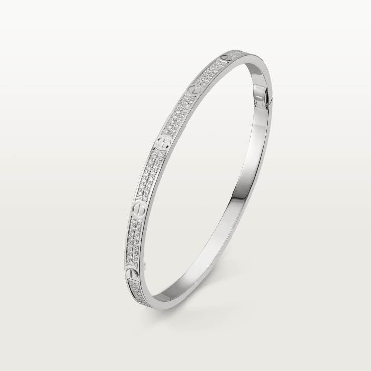 LOVE bracelet, small model, paved with diamonds, 18K white gold--GaiYalun