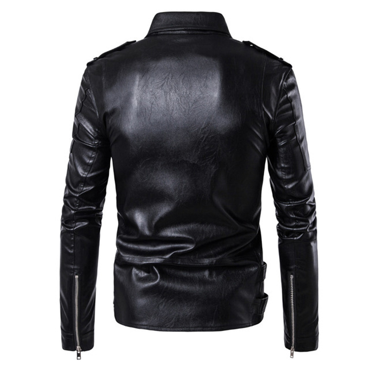 Spring Zipper Punk Jacket Motorcycle PU Leather Jacket Men