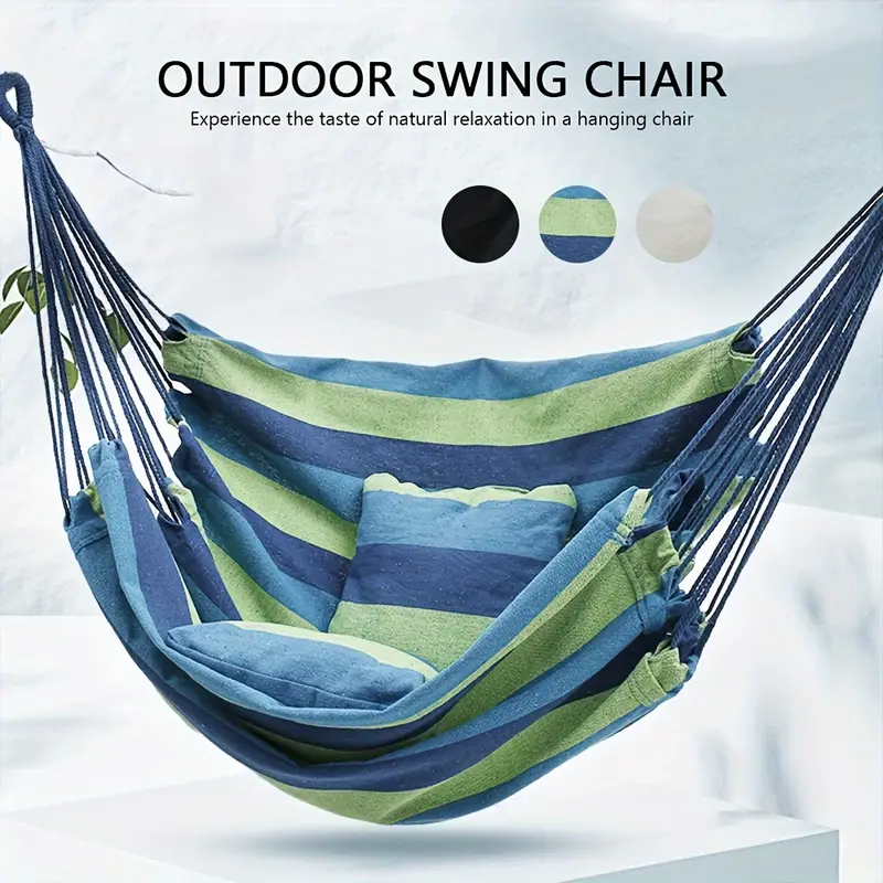 hammock chair 300lb weight capacity hanging rope swing chair portable comfortable hammock seat heavy duty hanging swing chair with 2 cushions 2m rope for home outdoor balcony garden yard details 1