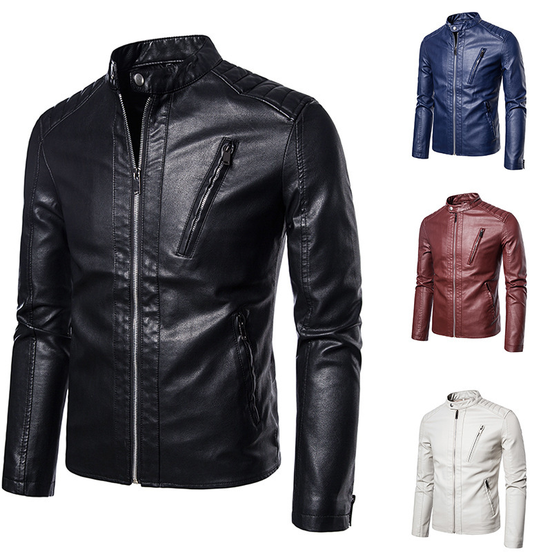 Spring Autumn Leather men's casual coat custom handsome youth spring autumn motorcycle jacket for man